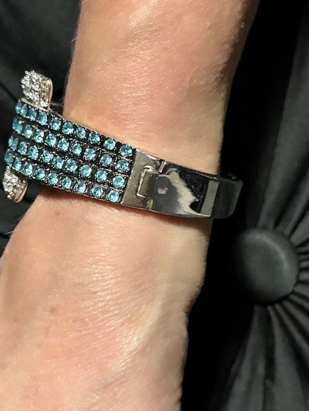 Blue Rhinestone Statement Bracelet - Picture 5 of 11